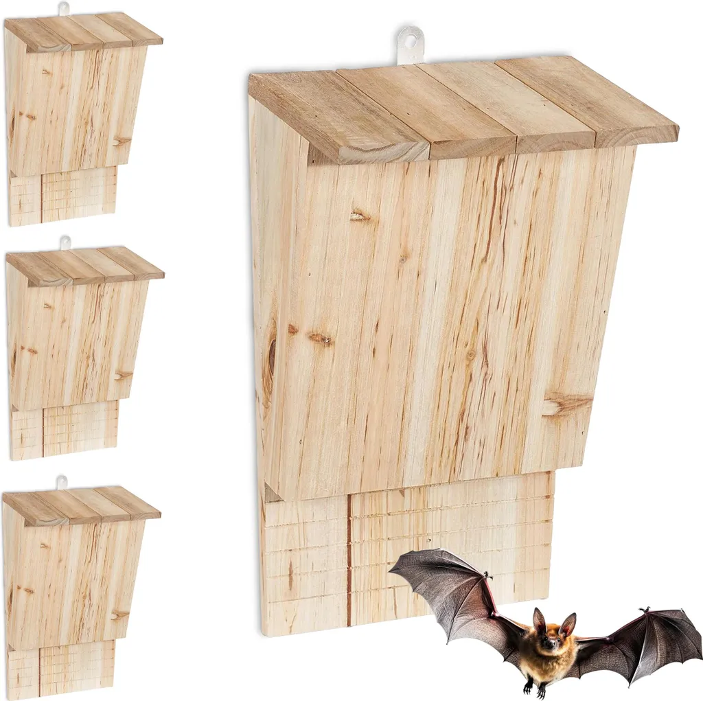 Hébergement pour chauves-souris de jardin, lot de 4 nichoirs écologiques