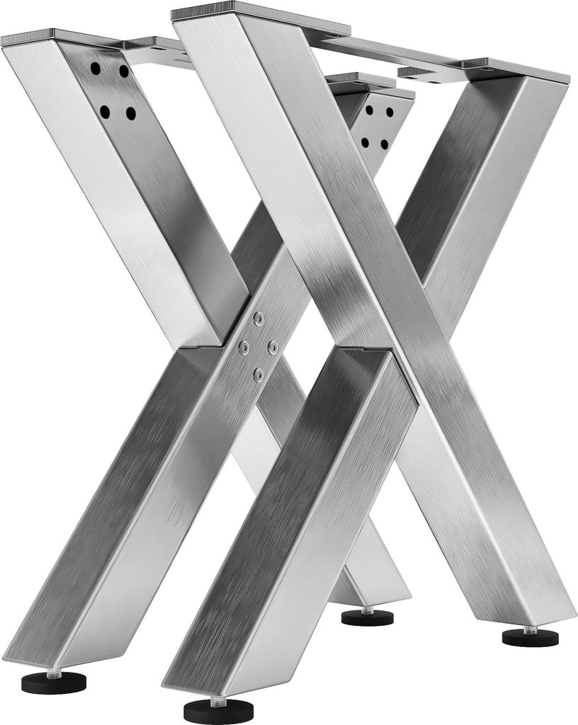 2er-Set JUANA | Tisch Kufe | Edelstahl | Füße: 8x8cm | B78xH73cm | X Tischgestell TischKufe, Tischbein Kufe