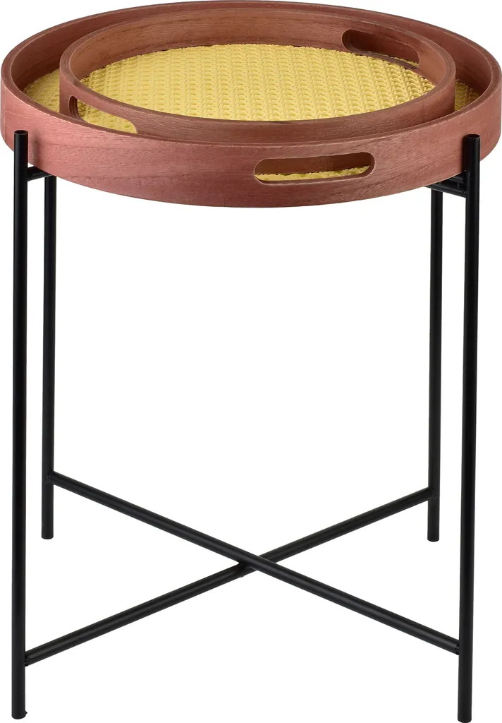 Table basse en métal Lammy lot de 2 tables gigognes design neutre