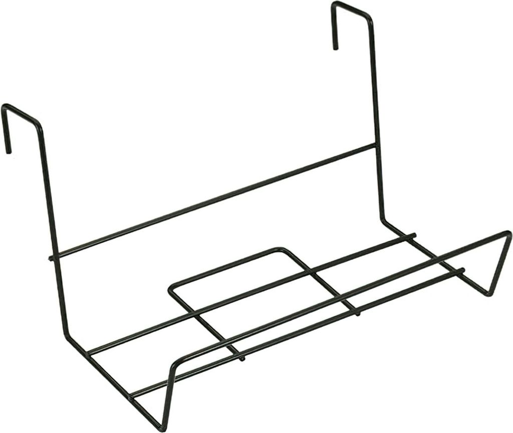 Schwarze Kunststoffhalterung für Balkon-Blumenkästen 41x18 cm.