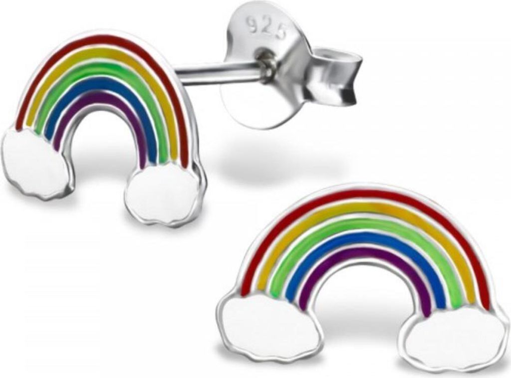 Kinder Ohrstecker Silber Ohrringe Regenbogen