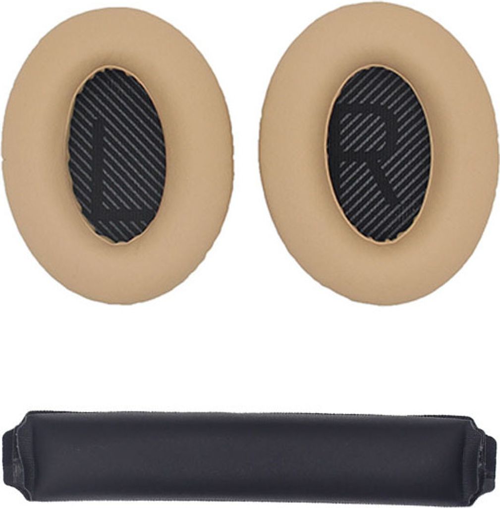 INF Ersatz-Ohrpolster und Kopfbügel für Bose QC15 QC25 QC35 Kopfhörer Beige+Schwarz