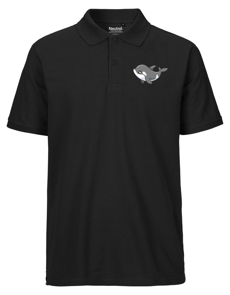 Huuraa Herren Polo Shirt Orka Killerwal 3XL Black Bio Baumwolle Fairtrade Poloshirt Geschenkidee