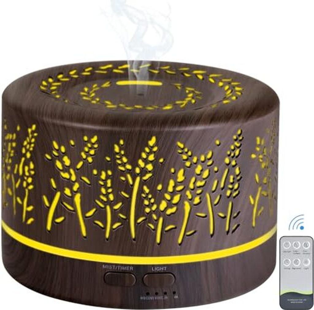 YONGYAO 500ml Aroma Diffuser für Duftöle, Ultraschall Aromatherapie Diffusor Ätherische Öle, Luftbefeuchter mit Fernbedienung, 7 bunt Licht, BP...