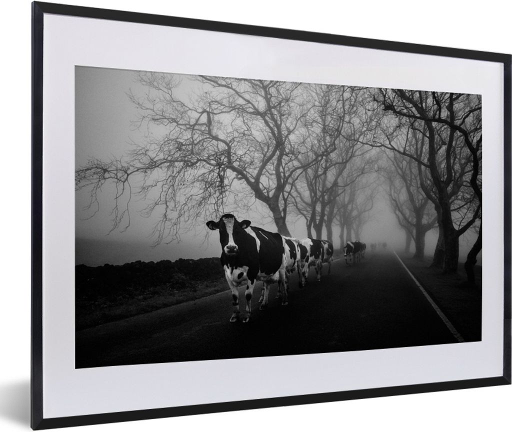MuchoWow MuchoWow Gerahmtes Poster Reihe von Kühen 60x40 cm - Poster mit zchwarzem Bilderrahmen - Schlafzimmer - Plakat in Rahmen - Drucken