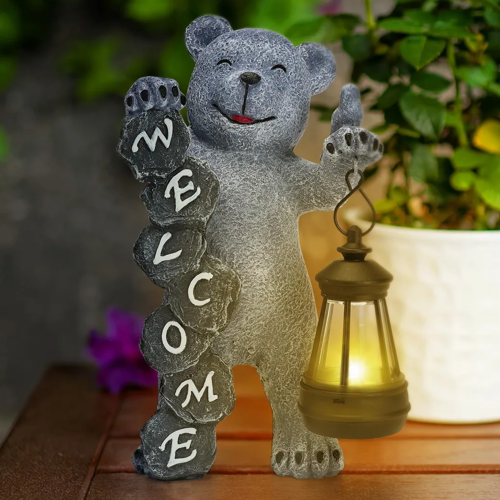 Éclairage de Jardin Sans Fil Ours Gris : Fini les Allées Sombres !