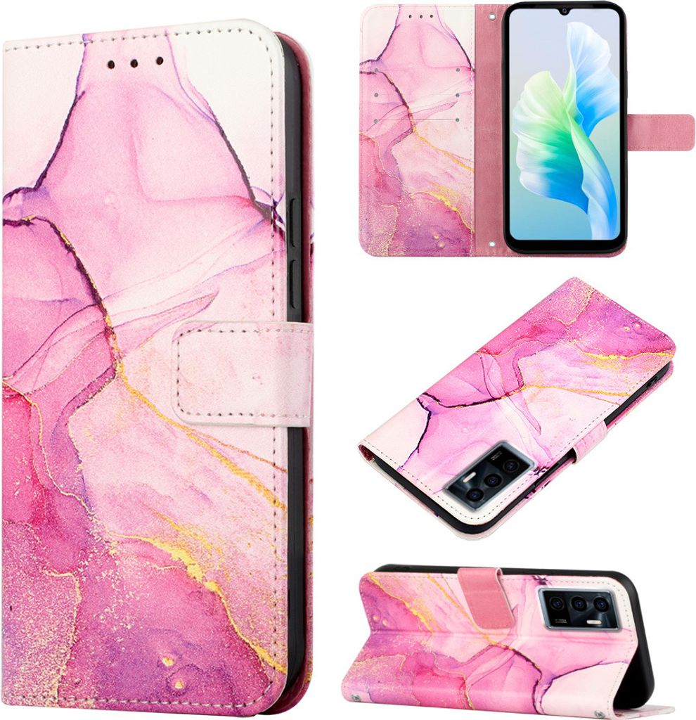 VIVO S10E 5G Hülle, Marmor Motiv Kunstleder Tasche Wallet Produktbild 
