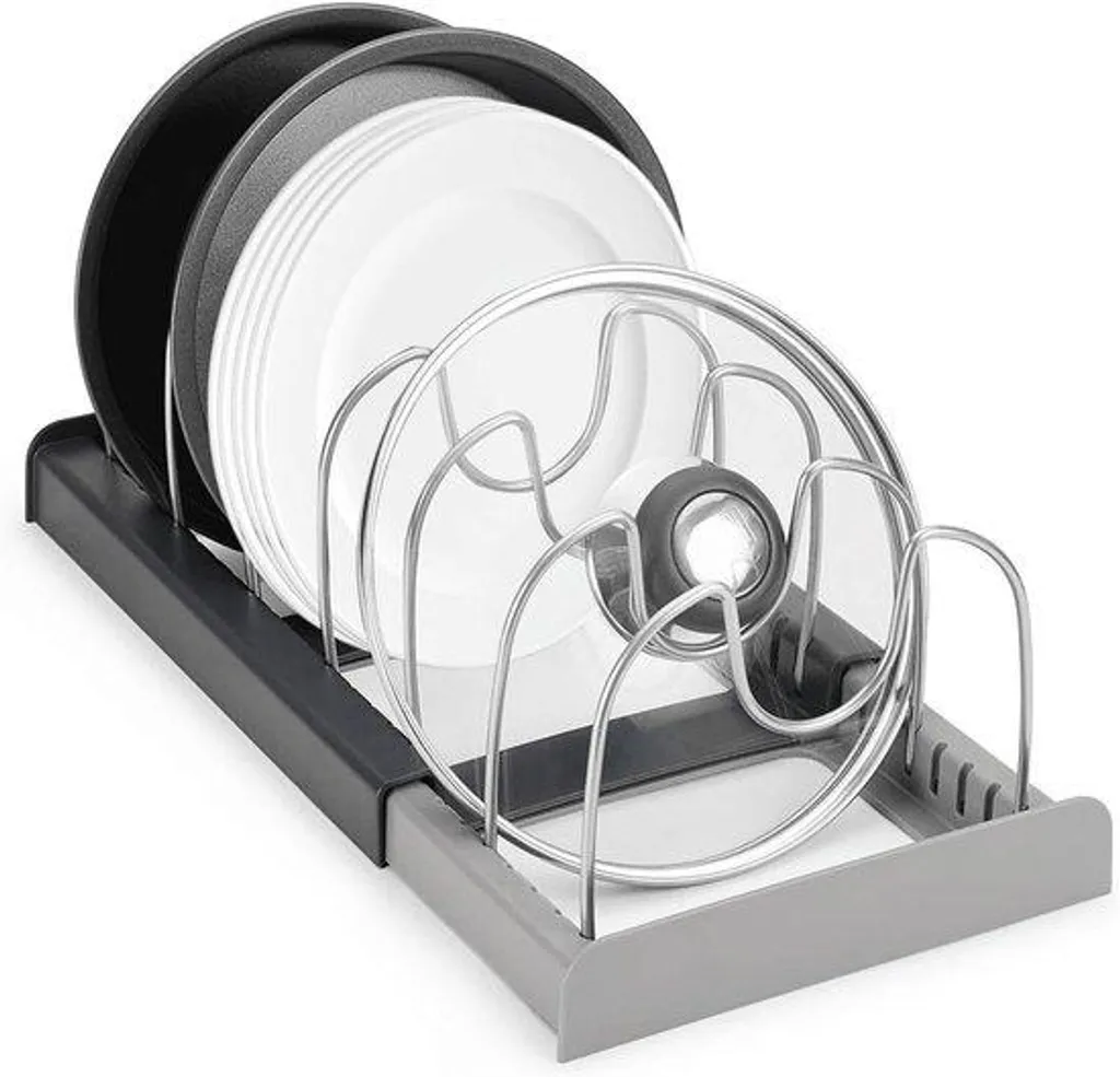 Optimiseur d'espace de cuisine pour 6 casseroles en inox argenté massif