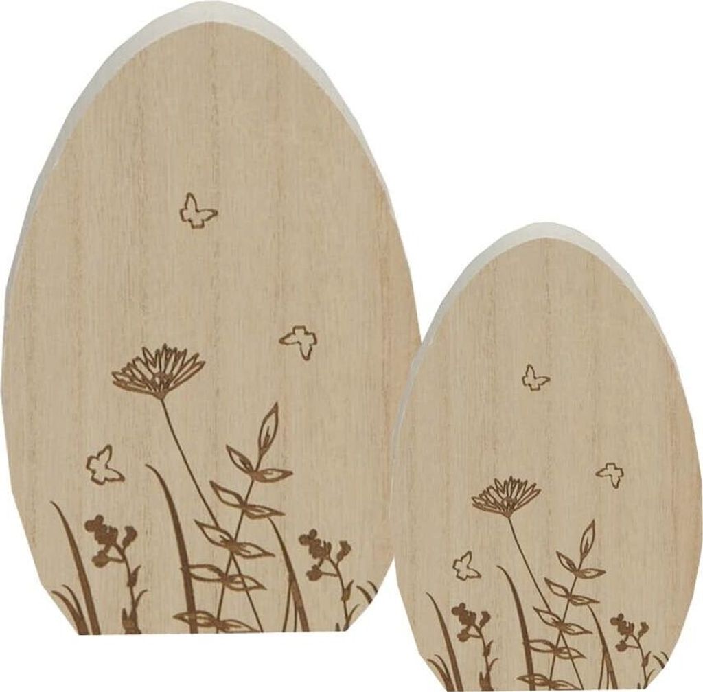 Ei Holz natur H12+18cm 2erSet stehend Deko Ostern Landhaus Osterdekoration Deko