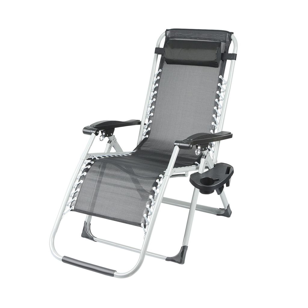 Comfort Relaxsessel Hochlehner Gartenliege Verstellbar Rückenlehne Aluminium Schwarz
