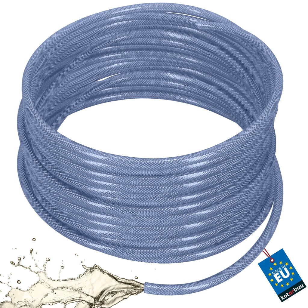 KOTARBAU PVC-Schlauch ø 10mm / 2,5mm Druckluftschlauch 50m Wasserschlauch PVC Gewebeschlauch Kompressorschlauch Chemikalienschlauch Transparent ...