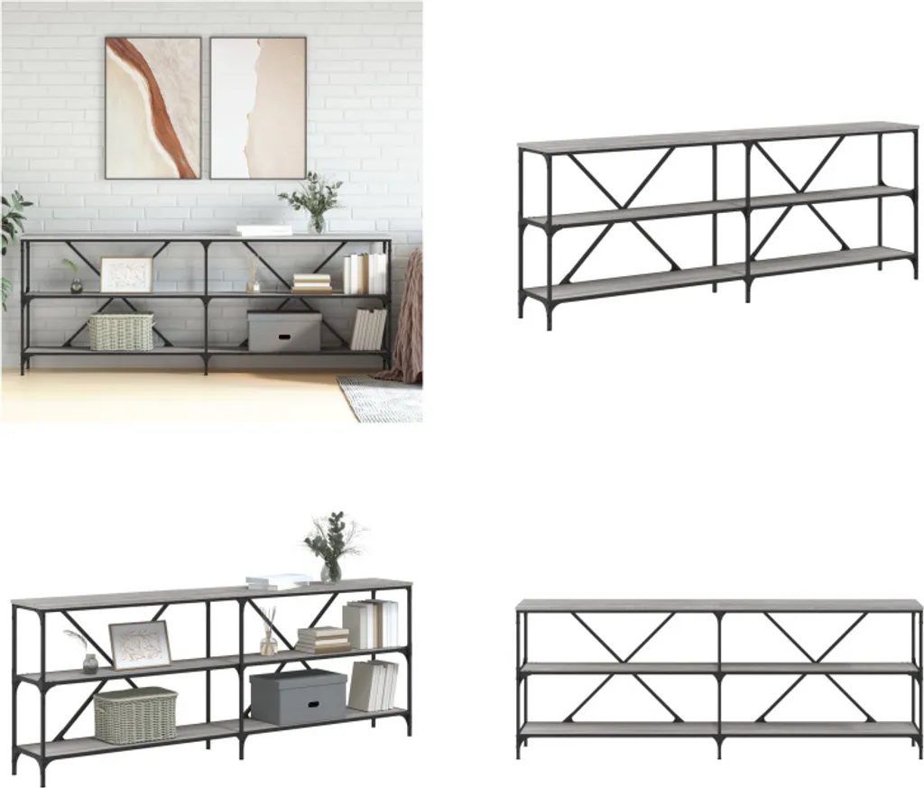Tavolo Consolle vidaXL 200x30x75 cm Grigio Sonoma - Offerta Online