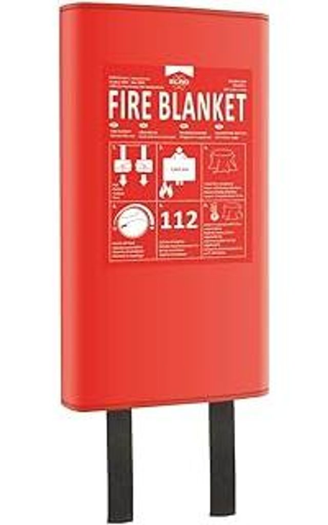 ELRO FB1800 Brandschutzdecke Feuerlöschdecke 1, 8M x 1, 2M - Kunststoffbox - auch für Personen geeignet - nach DIN EN 1869