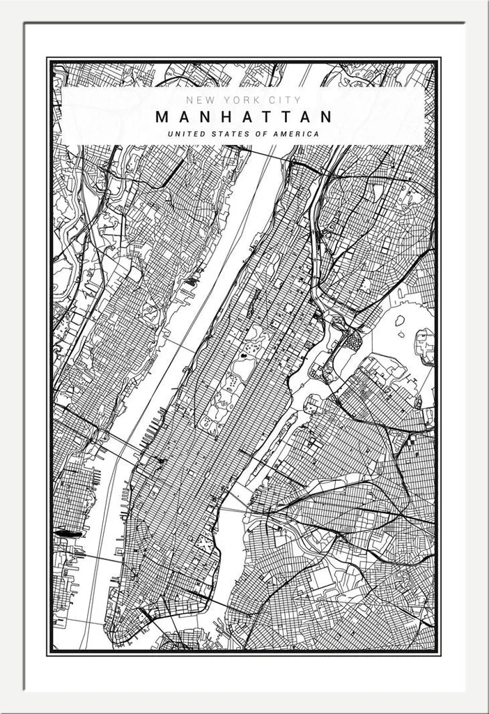 Porta New York in Casa: Poster Manhattan con Cornice Shinsuke Bianca