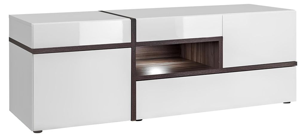 Set 5 tlg Wohnzimmer TV-Ständer Schrank Wohnwände Holz Modern Möbel Neu