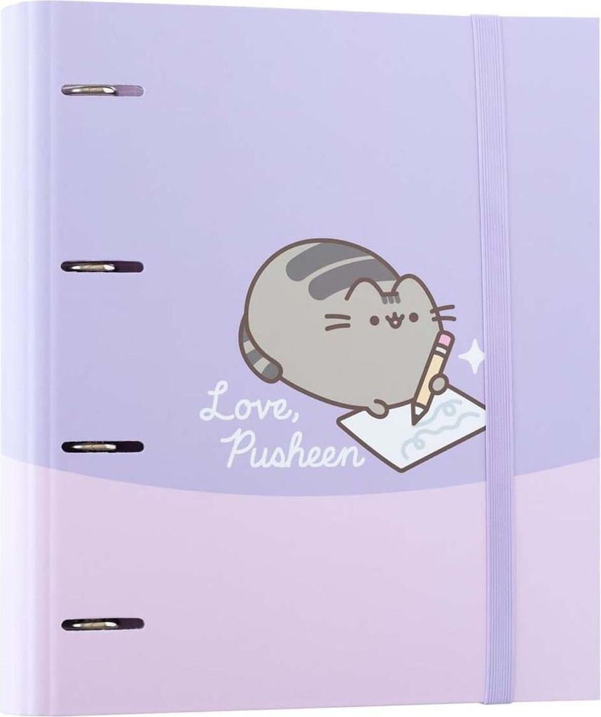 Pusheen, A4 Ordner stabil 4 Ringe Moments mit Gummibandverschluss, Violett