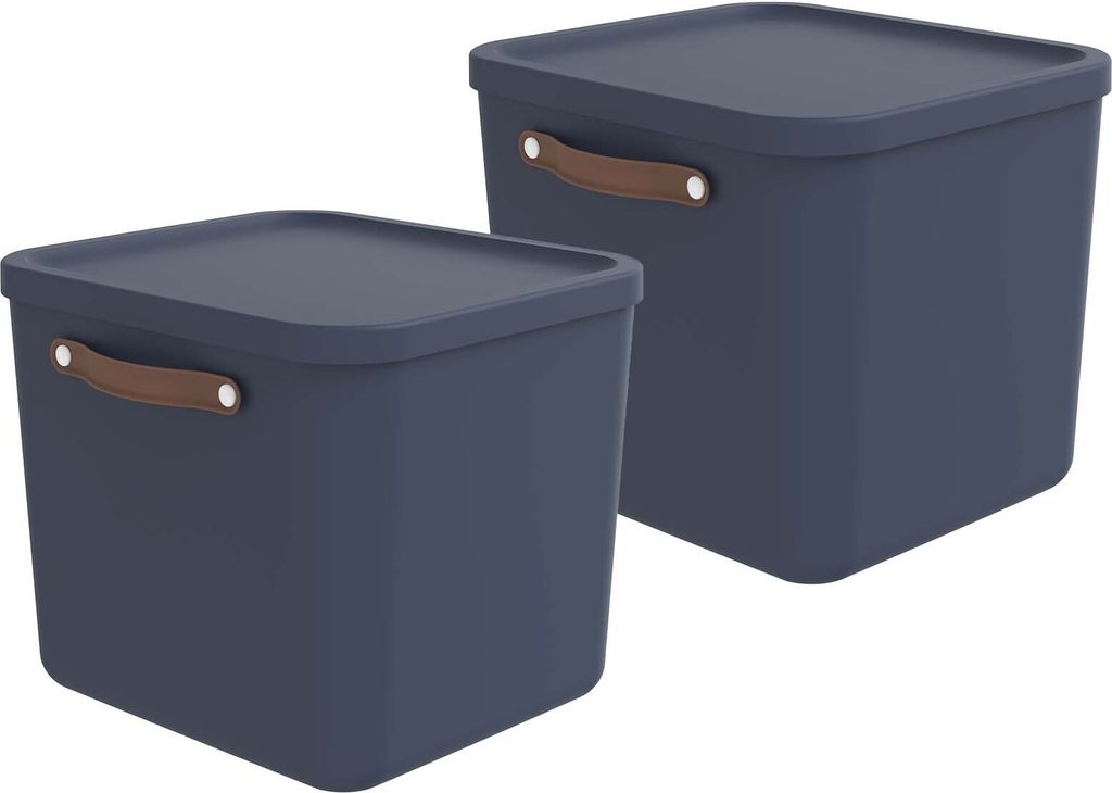 Rotho 2er-Set Aufbewahrungsbox 40L Maloja - Kunststoffbox mit Deckel - Stapelbox 39,5 x 38,0 x 34,0 cm - Plastikbox Ordnungsbox Allzweckkiste