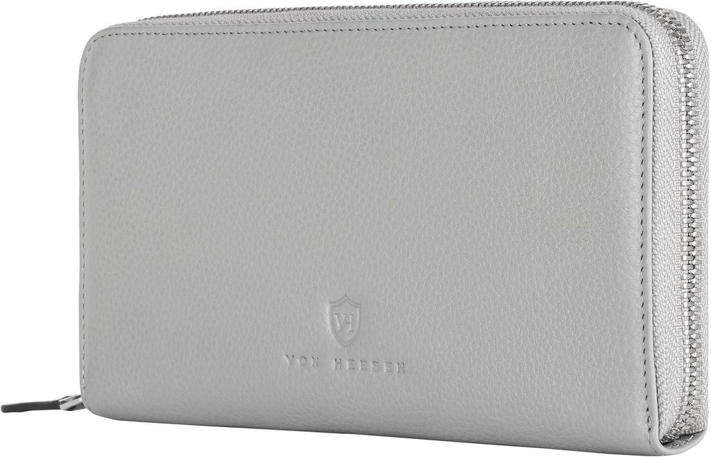 Leder Geldbörse mit RFID Schutz Damen Herren echtes Nappaleder Portemonnaie mit 28 Kartenfächern Münzfach Reißverschluss Geschenkbox elegant