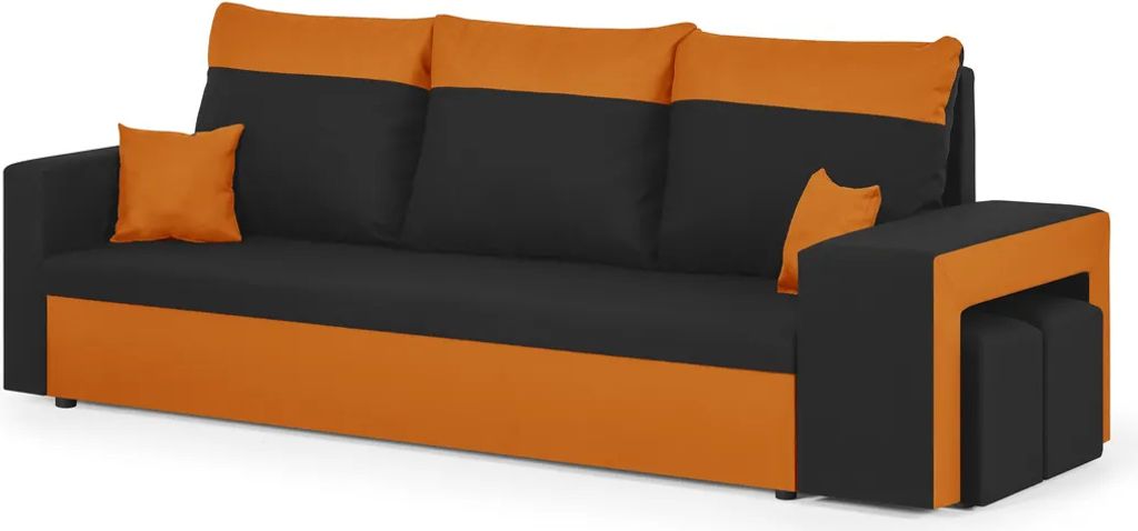 3-Sitzer-Sofa mit Schlaffunktion DAKOTA2 - Schwarz/orange