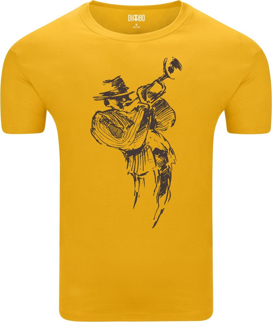 Diarbo Herren T-Shirt mit Musik Druck Jazz-Trompeter Gelb Gr.XL