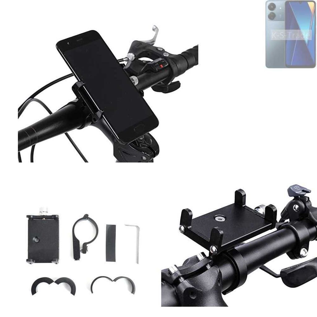 K-S-Trade Handyhalterung für das Fahrrad kompatibel mit Xiaomi POCO C65 Halter Lenkstange Fahrradhalterung Motorrad Bike Mount Befestigung Smartphone