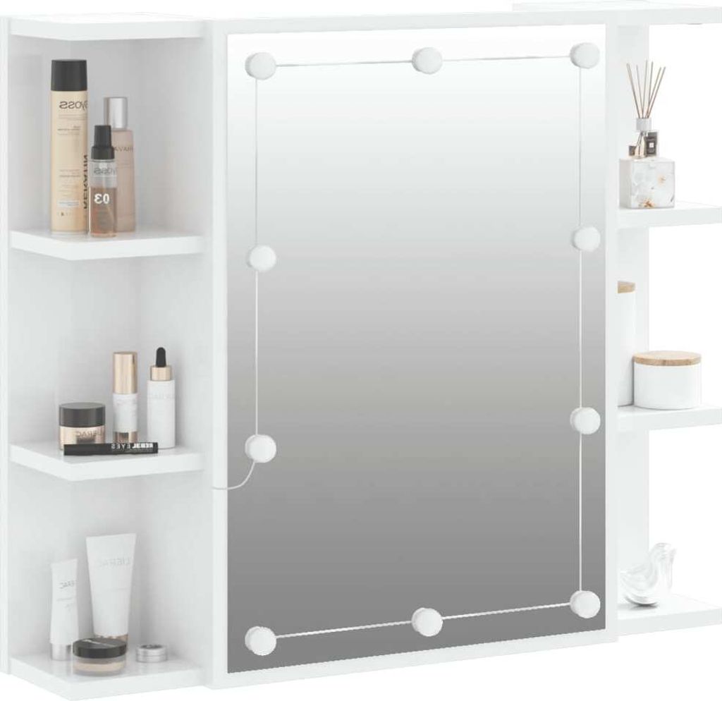 vidaXL Spiegelschrank mit LED Hochglanz-Weiß 70x16,5x60 cm Produktbild 4