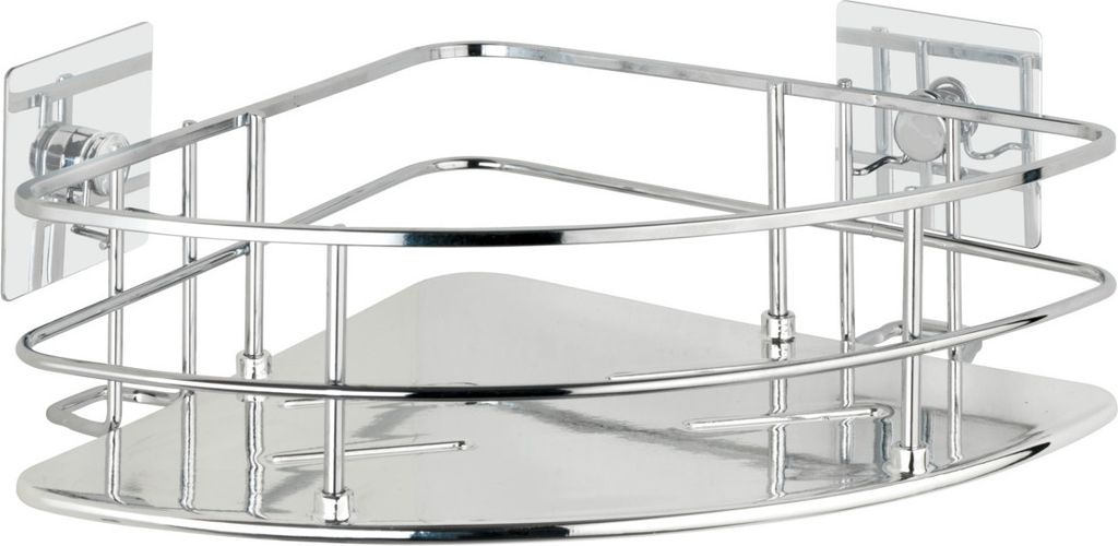WENKO Edelstahl Eck Regal Quadro ohne bohren Bad Dusche Ablagen Accessoires
