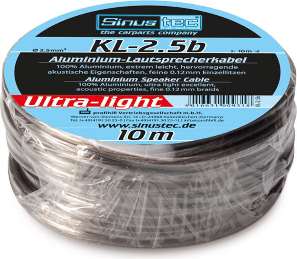 Sinustec Lautsprecherkabelset Aluminium 2,5mm² 10m