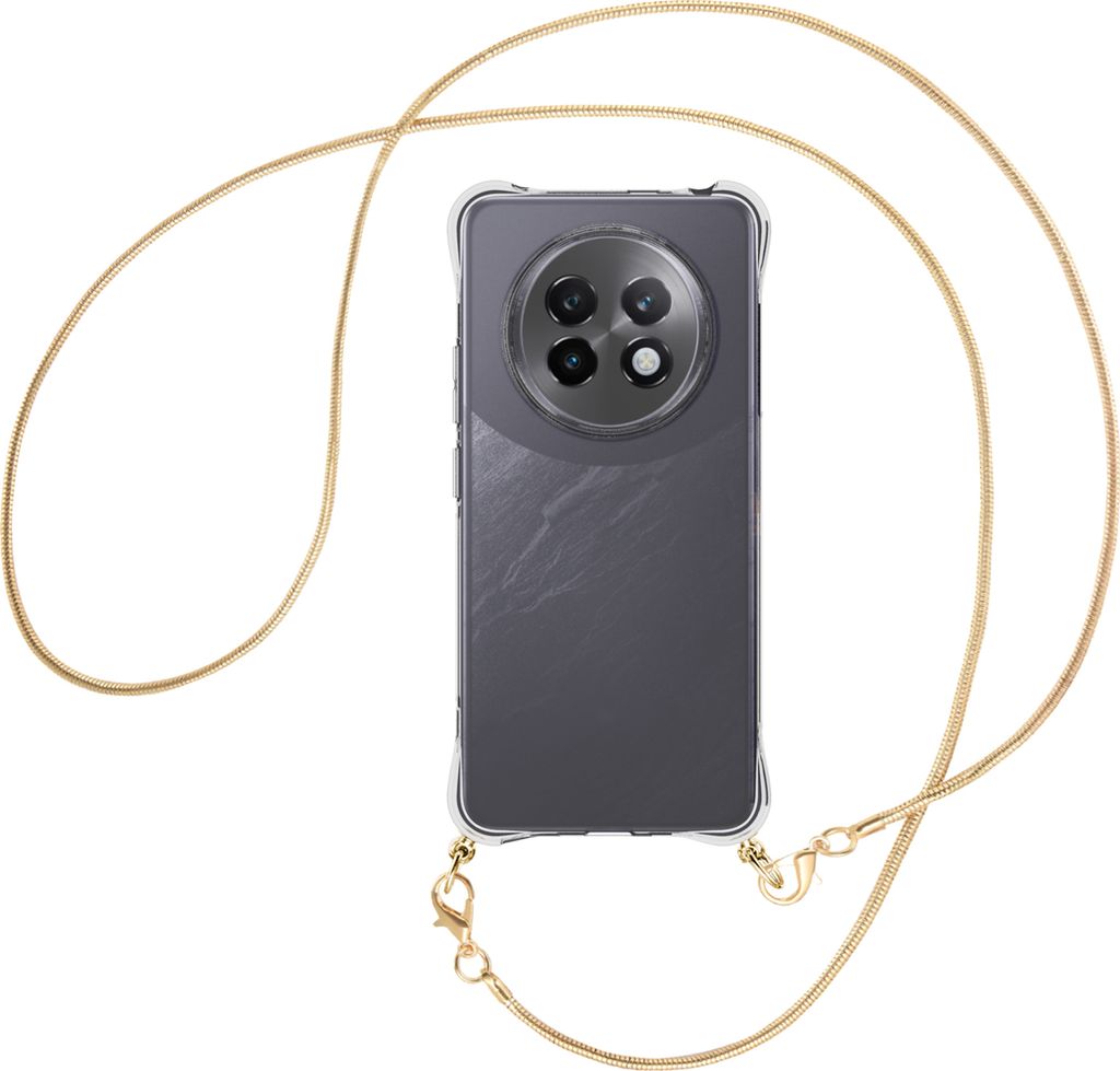 Handykette Backcover-Schutzhülle mit Band (Metall goldfarben) für Realme 13 Plus 5G - goldfarbene Snake-Kette