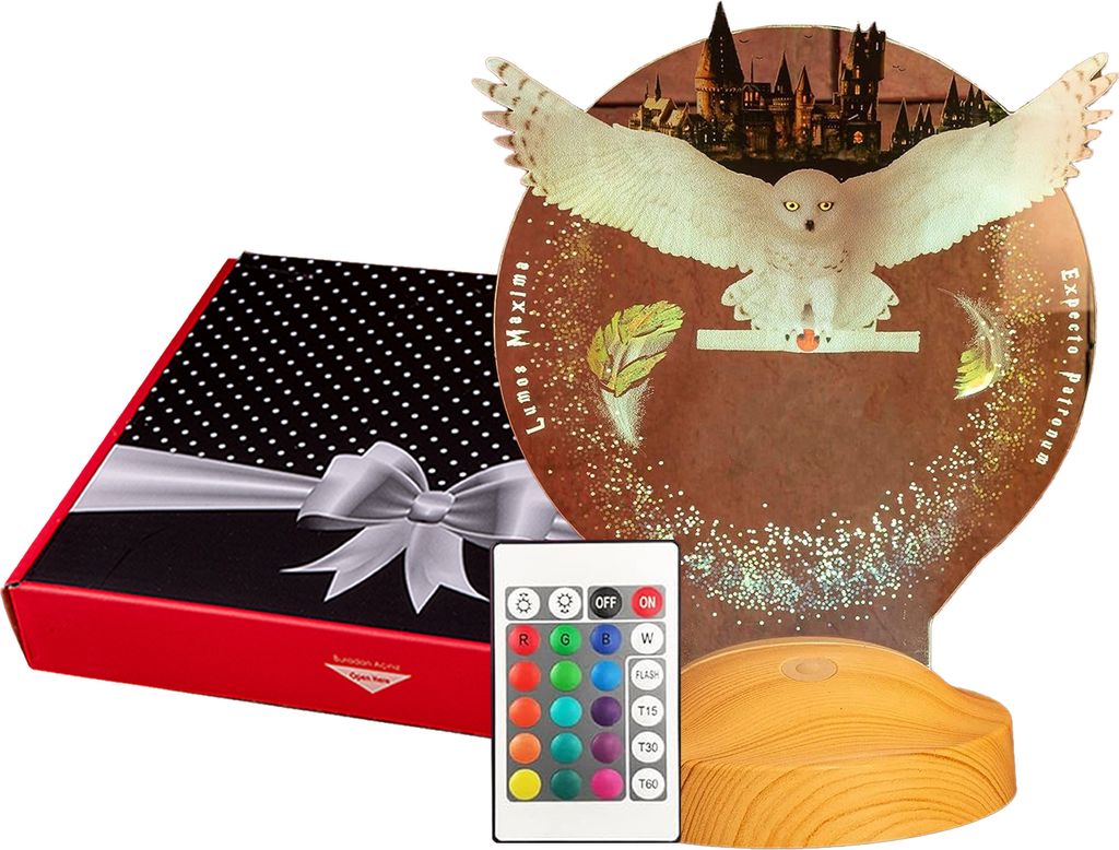 Hedwig Hogwarts Harry Potter Eule mit 3D Vision Nachtlicht für Kinder, Mädchen, Junge Geburtstagsgeschenk