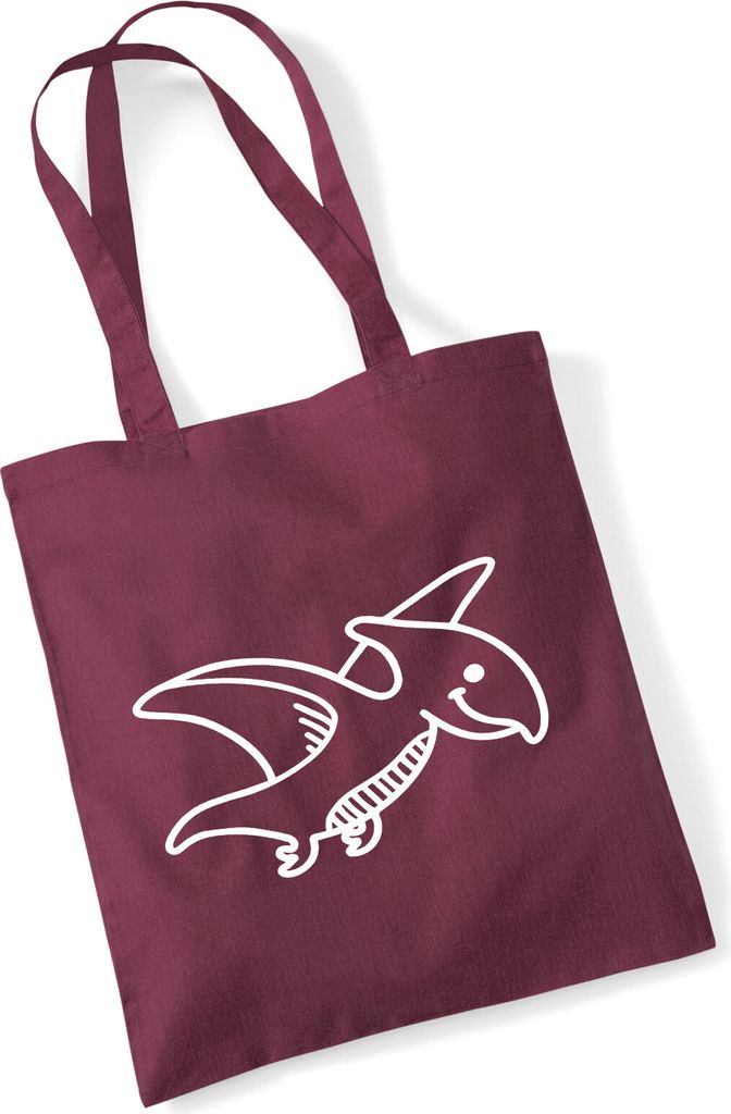 Huuraa Jutebeutel Pteranodon Dinosaurier 10 Liter Burgundy Baumwolle Tasche Geschenkidee