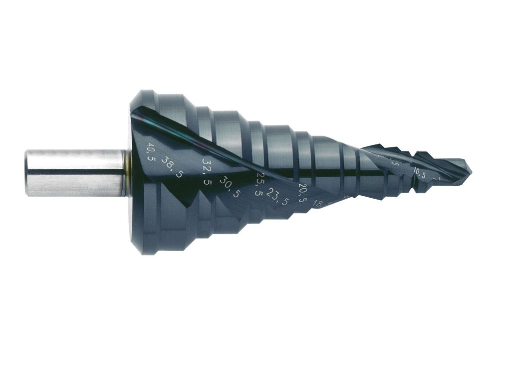 EXACT Stufenbohrer mit Spiralnute für Kabelverschraubung (EC20) 7-40,5 mm HSS TiAlN-Beschichtung Rotastop-Schaft - 5317