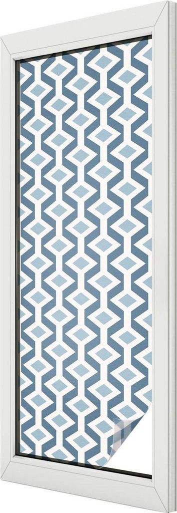 Buntglas Fensterfolie – 146x50 cm – Stained-Glass Design – blickdichte dekorative Sichtschutzfolie – selbstklebend, UV-Schutz – Geometris...