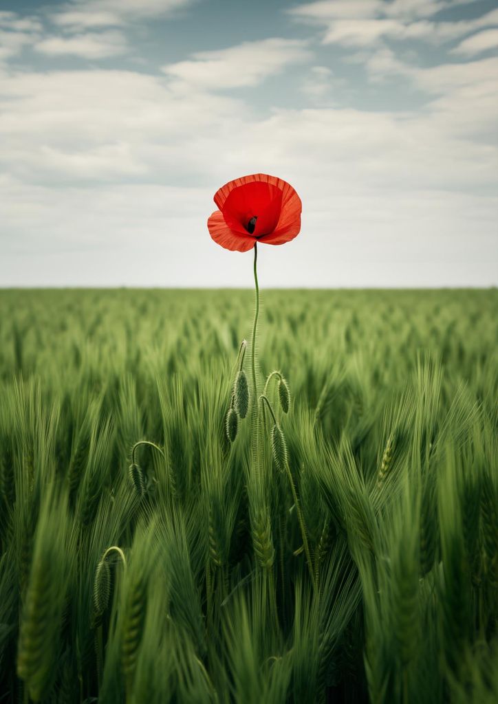 Plakat 21x29,7cm Einsamer Mohn im Feld