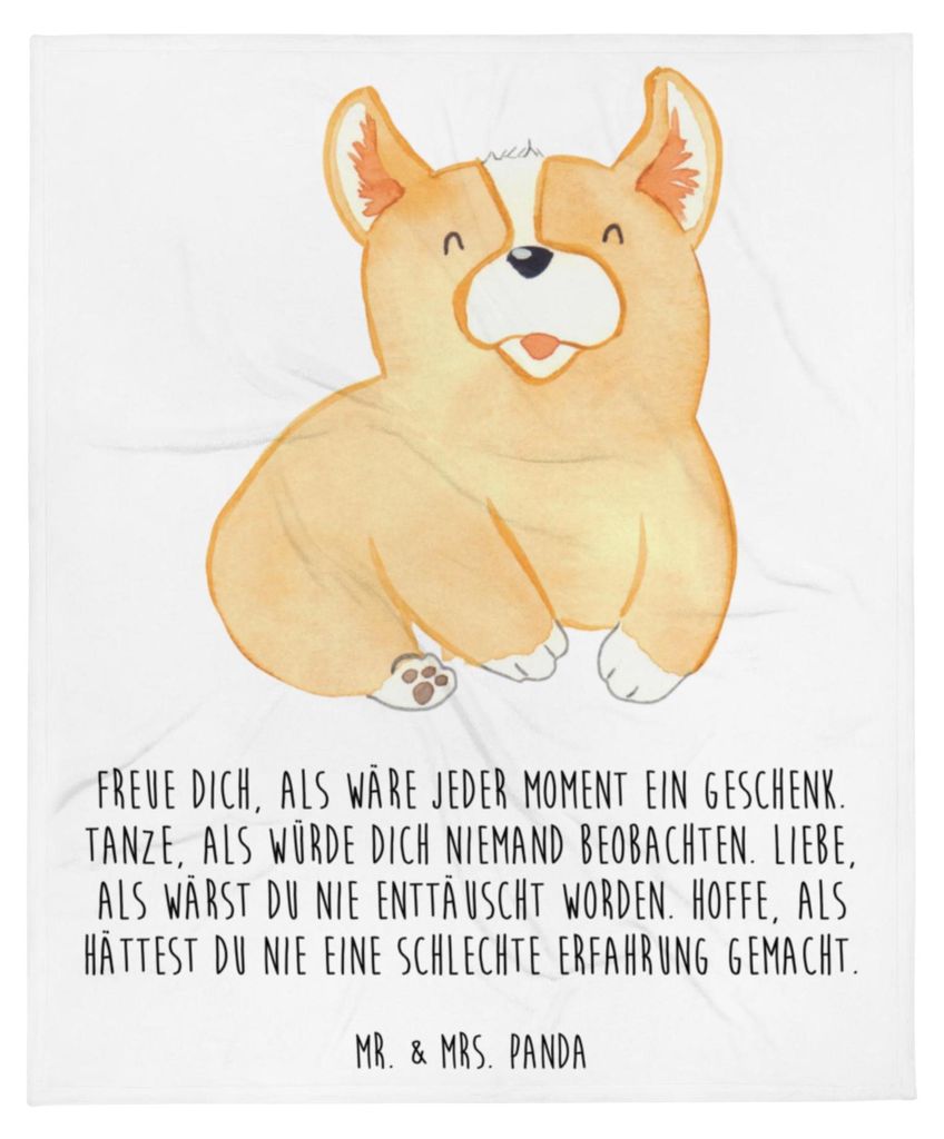 Mr. & Mrs. Panda Bettdecke Corgie - Weiß - Geschenk, Welsh Pembroke, Wohndecke, Hund, Flauschige Decke, Sprüche, Lebensfroh, Spruch, Kuscheldecke...
