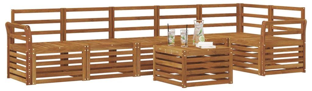 vidaXL Ecksofa Set 7 pcs Natur Massivholz Akazie