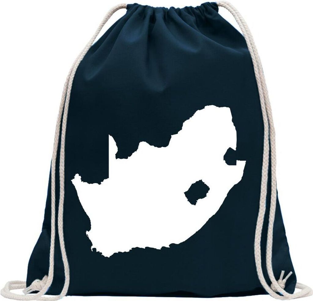 Kiwistar - Turnbeutel - dunkelblau - Südafrika Umriss Kontur - Fun Rucksack Sport Beutel Gymsack Baumwolle mit Ziehgurt