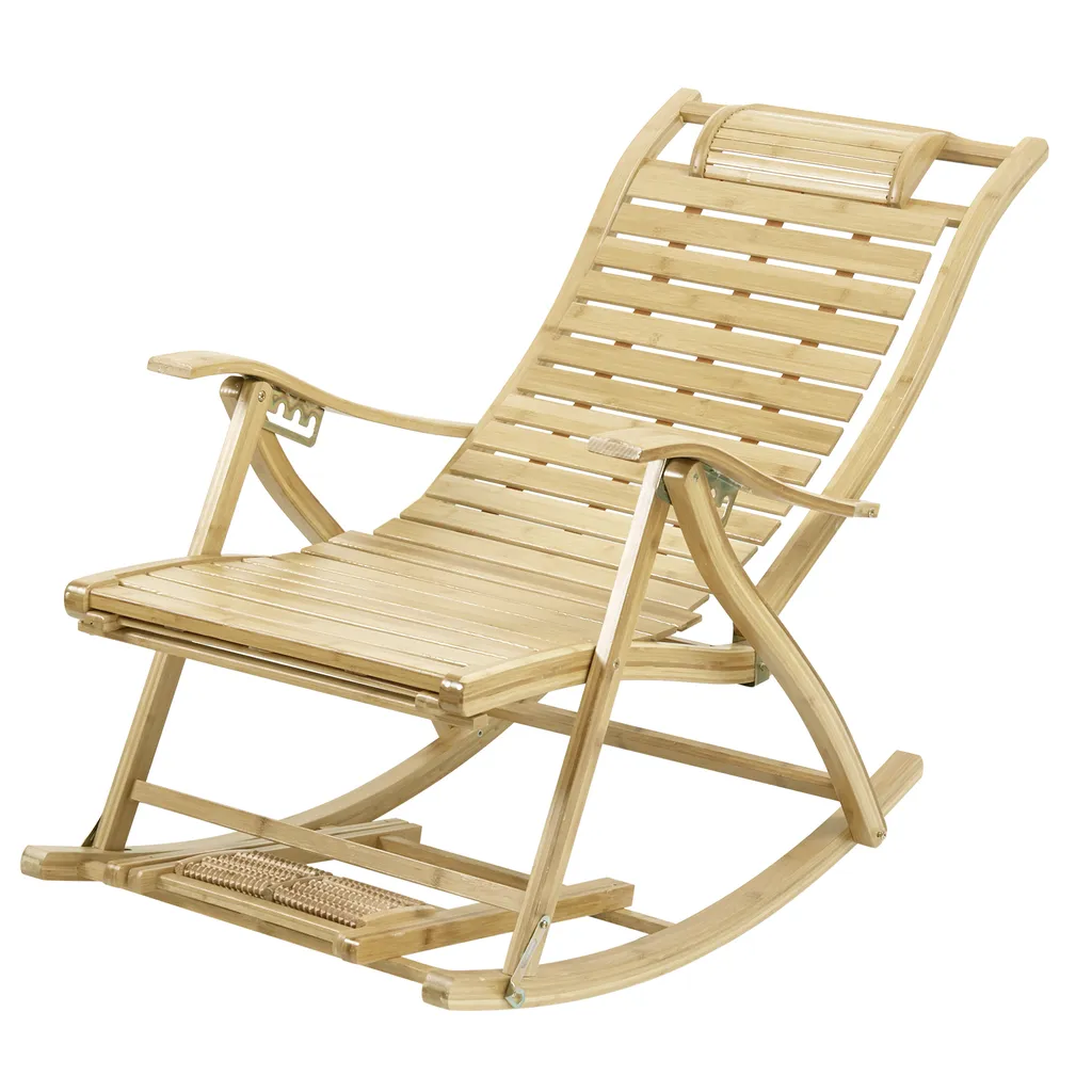 Transat de Jardin Pliant en Bambou Réglable pour Terrasse WISFOR