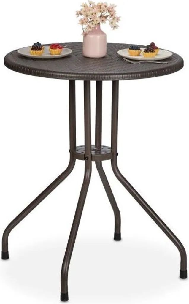Table de jardin pliante ronde en fer forgé pour terrasse style romantique