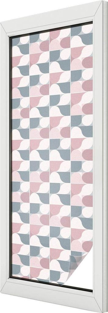 Buntglas Fensterfolie – 146x50 cm – Stained-Glass Design – blickdichte dekorative Sichtschutzfolie – selbstklebend, UV-Schutz – Pastellmu...