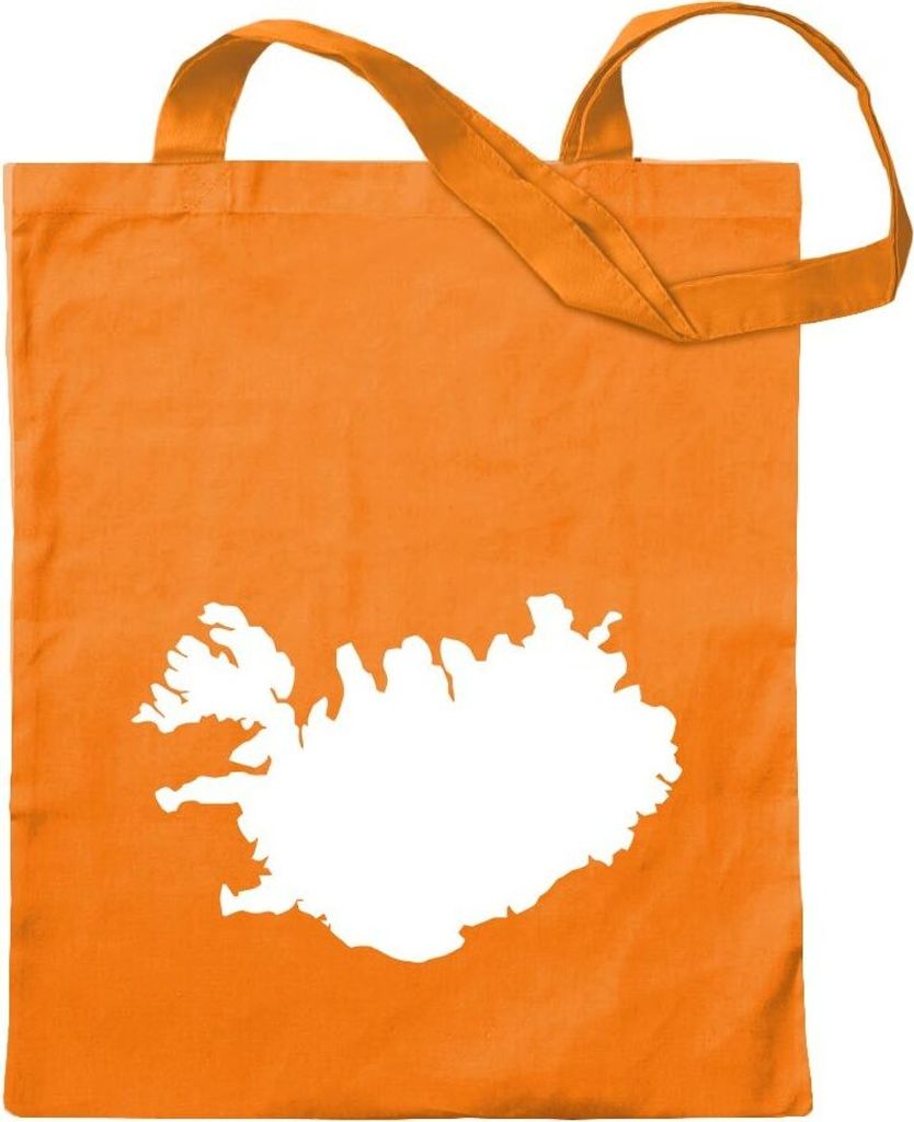 Kiwistar - Baumwolltasche - mandarin - Island Umriss Kontur - Tragetasche Stoffbeutel Umhängetasche Langer Henkel