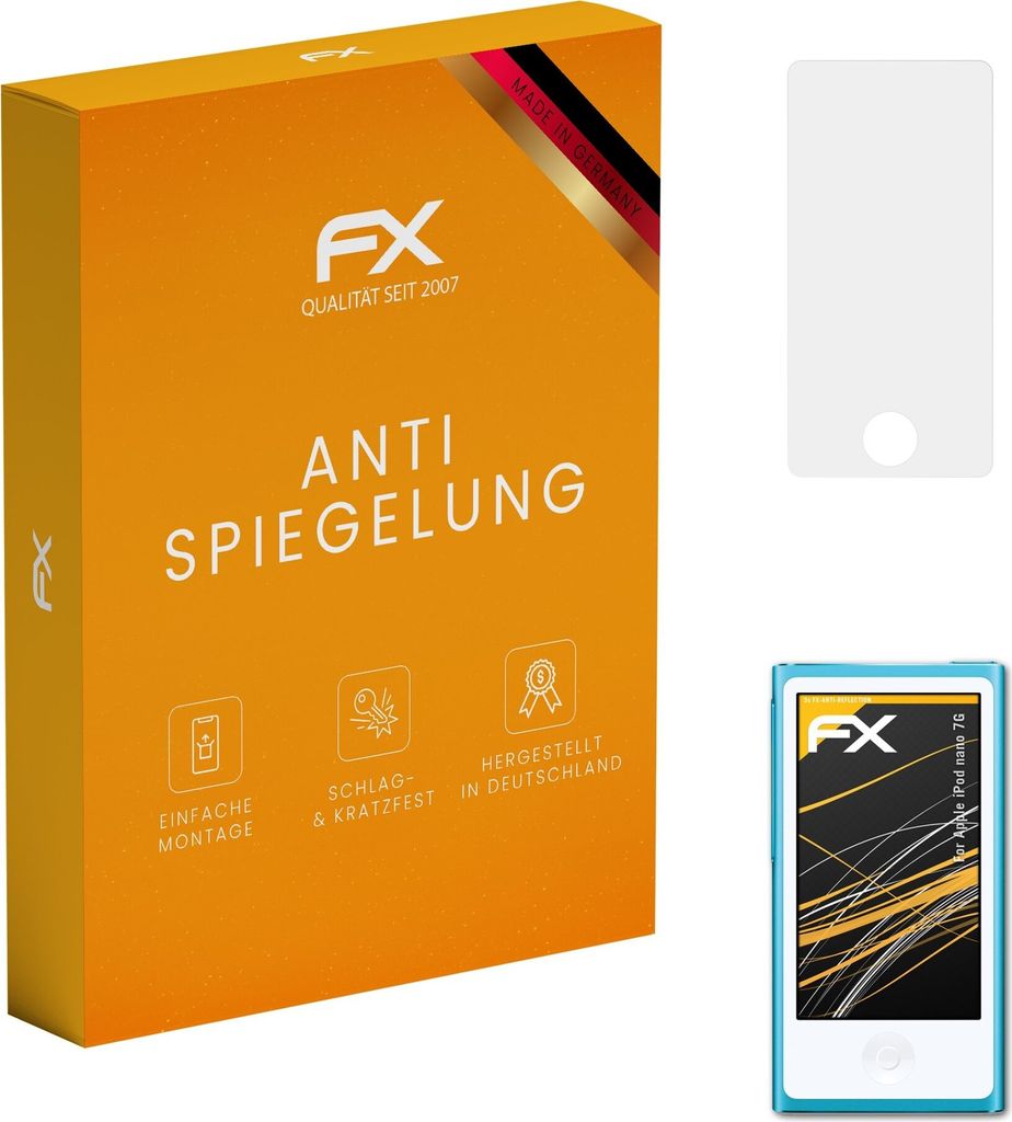 atFoliX FX-Antireflex 3x Schutzfolie kompatibel mit Apple iPod nano 7G Displayfolie