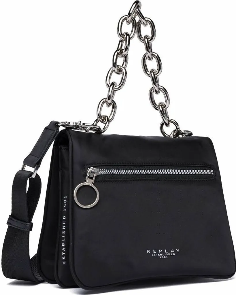 REPLAY Borsa a Tracolla Nera Crossbody - Elegante Borsetta Donna Black