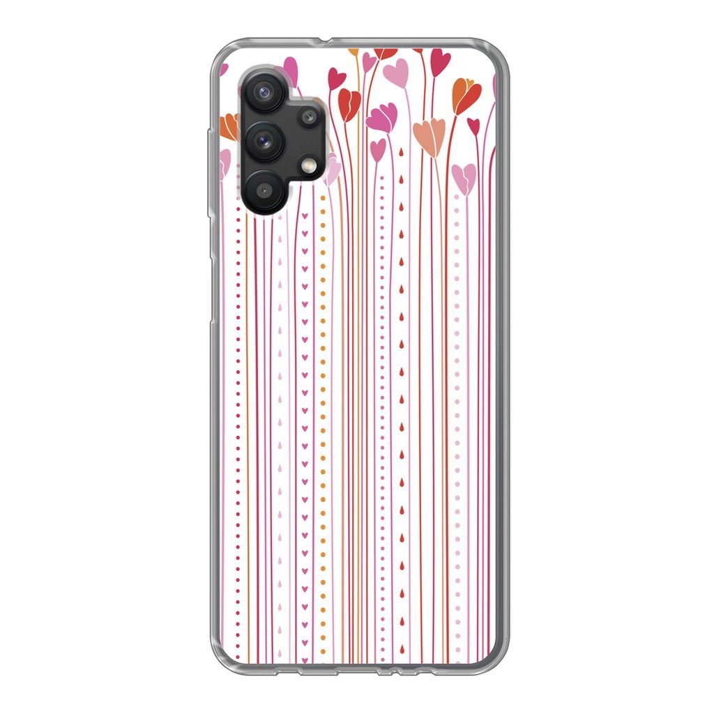MuchoWow Handyhülle Schutzhülle Hülle für Samsung Galaxy A32 5G Eine Illustration der wachsenden Herzen Silikon Softcase Handy Hülle - Softcase