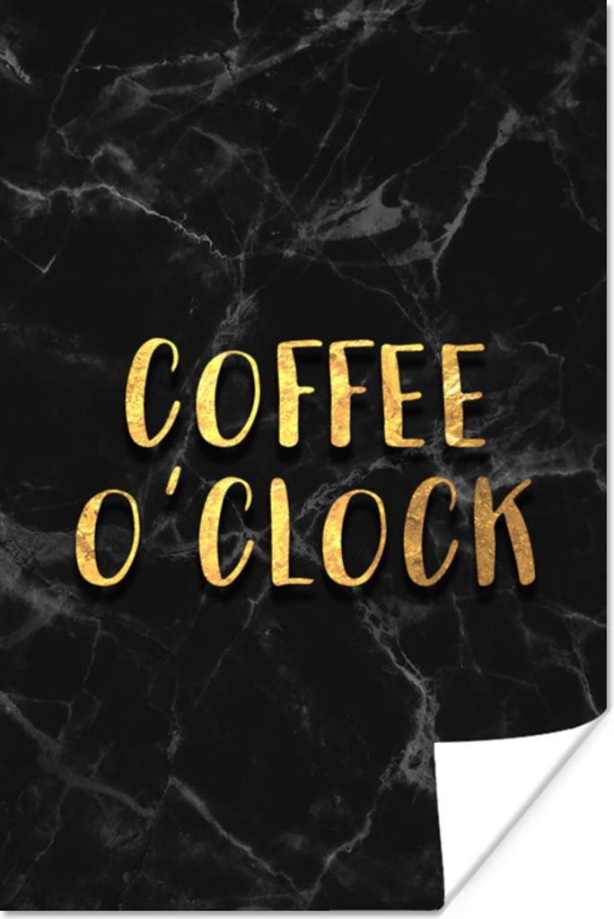 MuchoWow Poster Zitat - Kaffee - Gold - Marmor 80x120 cm - Papierdruck