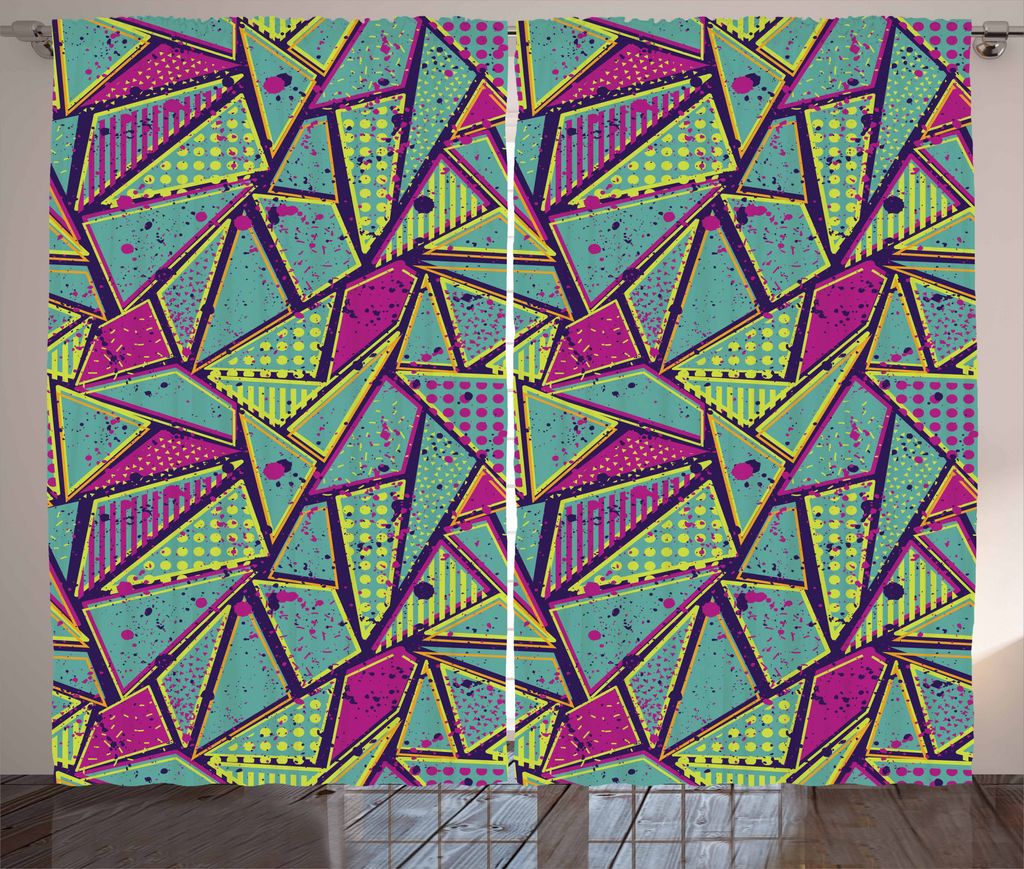 ABAKUHAUS Abstrakt Rustikaler Vorhang, Punkt-Streifen Zusammensetzung, Wohnzimmer Universalband Gardinen mit Schlaufen und Haken, 280 x 175 cm, Meh...