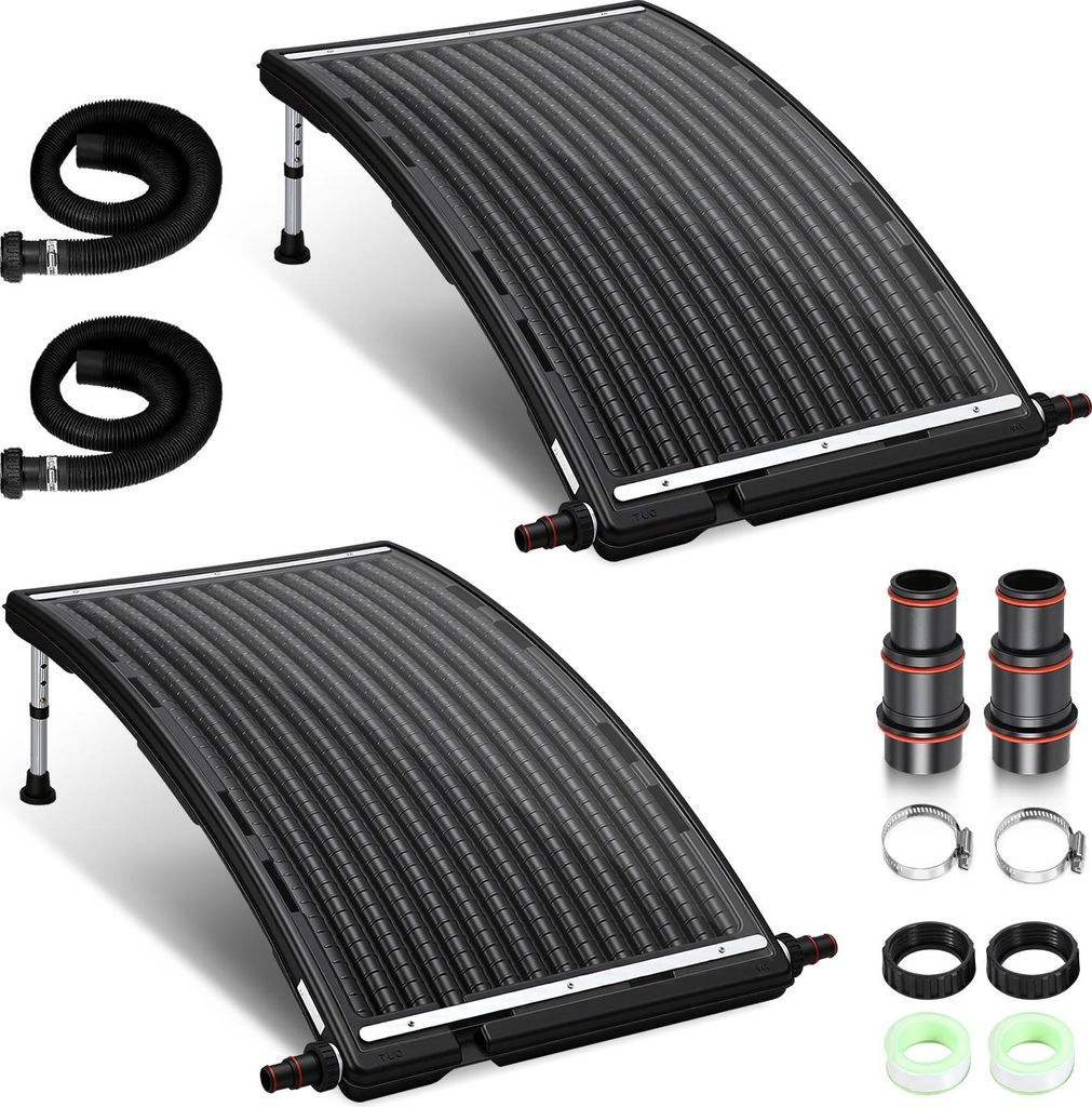 Izrielar 2 Stück Pool Solarheizung Solarheizpanel mit Anschlüssen Schwimmbad Poolheizung PoolSolarabsorber schwarz -110 x 69 x 14 cm