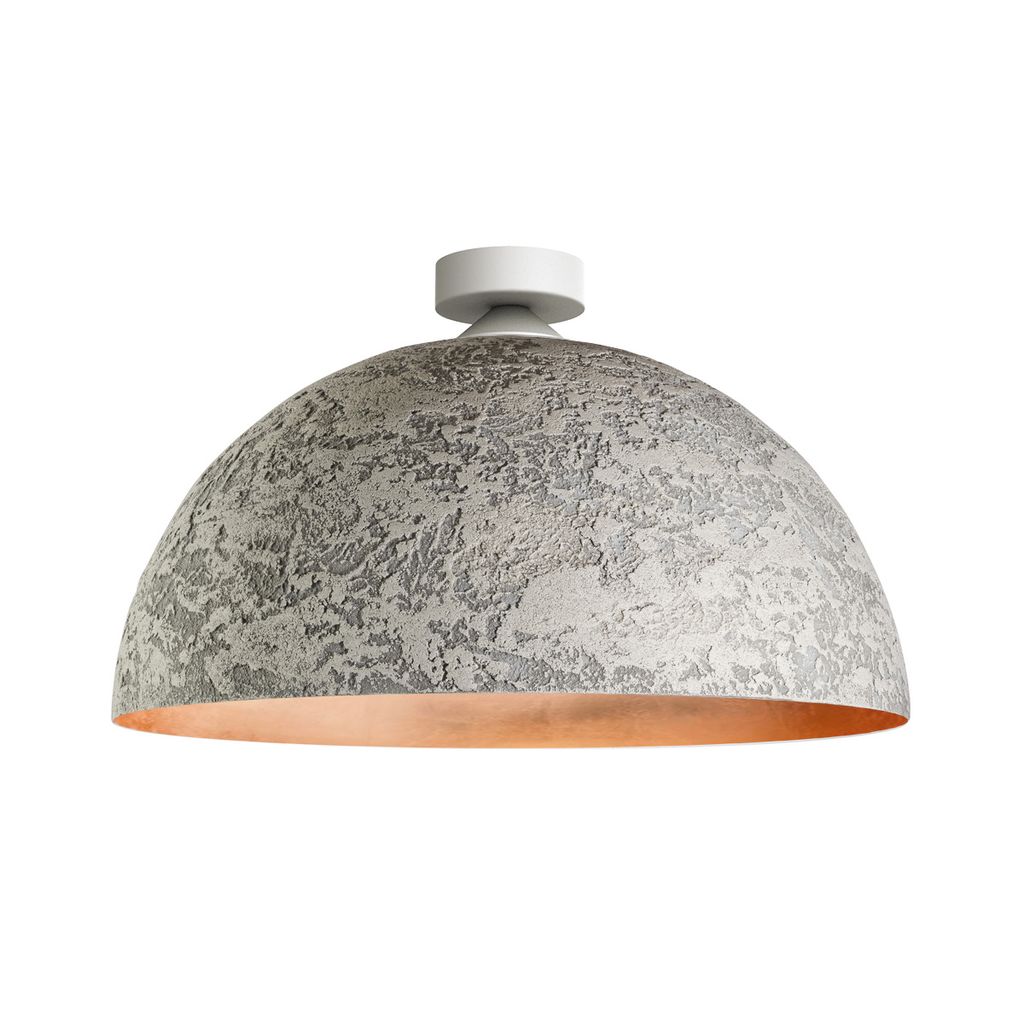 Deckenleuchte Venice, Betonmaterialeffekt Blatt, Ø 40 cm und 60 cm, modern, mit handverziertem Diffusor
