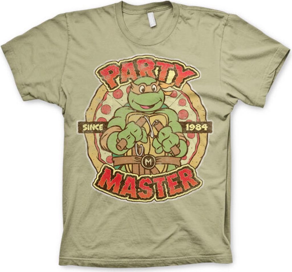 TMNT - Party Master Since 1984 T-Shirt - Medium - Khaki