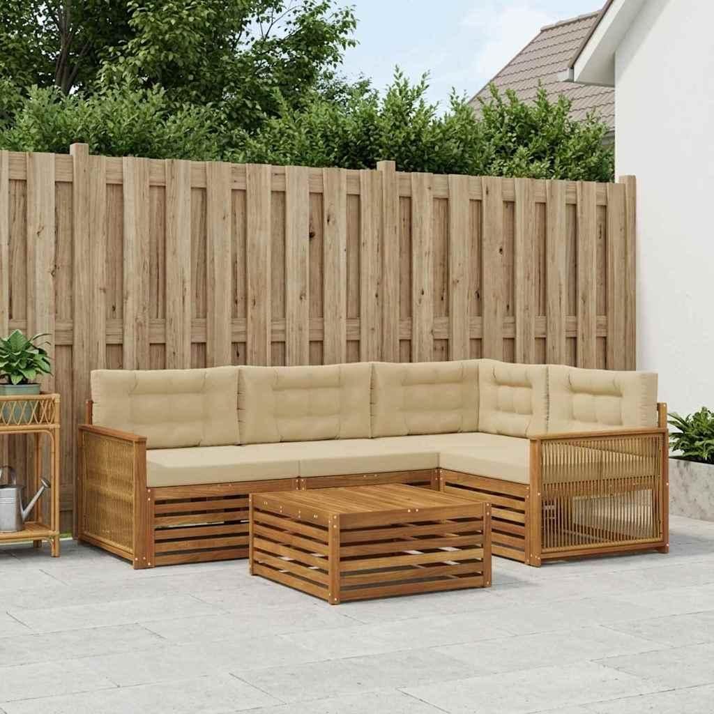 Möbel Outdoor-Sofagarnitur mit Kissen 5 pcs Natur und BeigeGartensofas - Gartensofas c1257